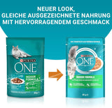 PURINA ONE Indoor Formula Nassfutter für Katzen, zarte Stücke in Soße für selbstgemachte Katzen mit Thunfisch, 26er-Pack (26 x 85 g)