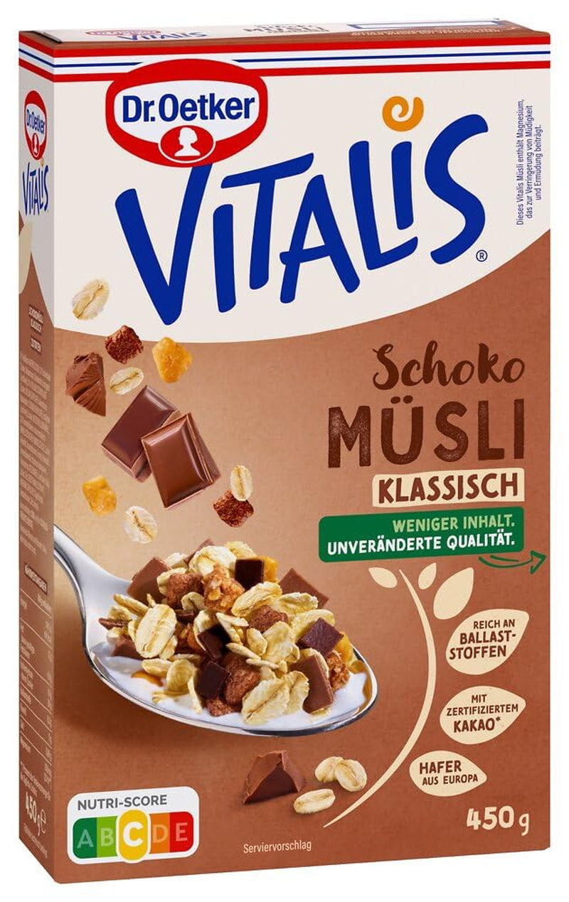 Dr. Oetker Vitalis Schokomüsli Classic: Frühstücksmüsli mit Vollmilch- und Zartbitterschokolade, 7er Pack (7 x 600g)