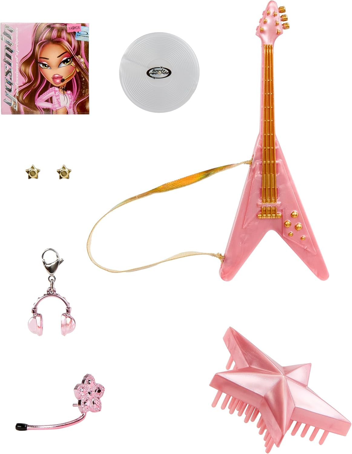 BRATZ Pop Starz Yasmin – Modepuppe mit Sammelanhänger, Outfit und Musikzubehör