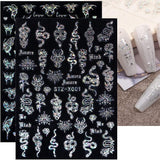 6 Blatt Schmetterling Nagelsticker Selbstklebend Laser Silber Schmetterlings Nagelaufkleber 3D Aurora Silber Schwarz Schmetterlinge Nagel Aufkleber Frühling Nageldesign Nail Sticker Nail Art Zubehör