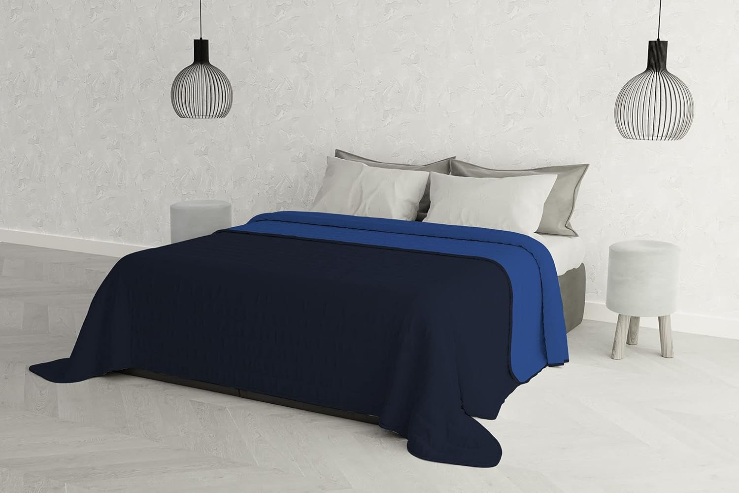 Italienische Bettwäsche Estivo Einzelbett, Leinen, Aqua, 170 x 270 cm Bettdecken und Steppdecken Naty Shop Blau 260 x 270 cm