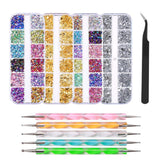 Nagel-Strasssteine ​​mit Punktierungswerkzeugen, 3D-Nageldekoration, Nagel-Glitzerstein-Set, Nail-Art-Glitzer, Nagelzubehör, Nageldesign mit Pinzette
