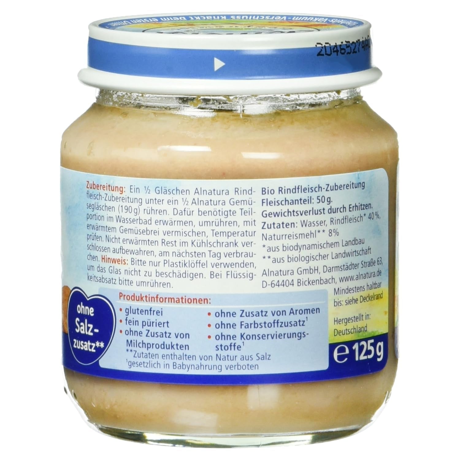Hergestellt aus Bio-Rindfleisch, 125 g