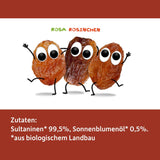 FRECHE FREUNDE Bio Rosinen, Trockenfrüchte ohne Zucker, ohne Zusatzstoffe, ungeschwefelt, in kleinen Snackboxen, Sultaninen für Kinder, 20er Pack, 20 x (3x14g)