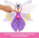 Barbie Dance And Flutter 2-in-1-Tänzerin-zu-Schmetterling-Verwandlungspuppe mit aufklappbaren Flügeln, lila Haaren, Haarschmuck und abnehmbarem Tutu, HXJ10 Naty Shop Dolls
