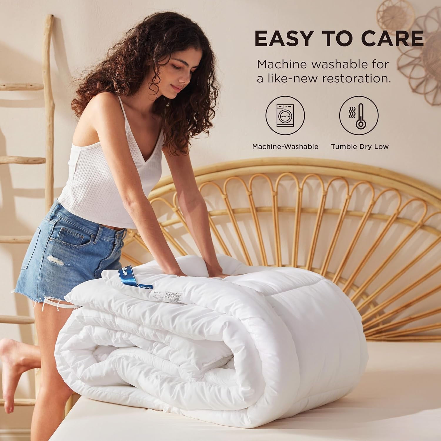 BEDSURE gesteppte Steppdecke für Doppelbett (223,5 x 223,3 cm) weiß, Bettdecken und Steppdecken, Naty Shop