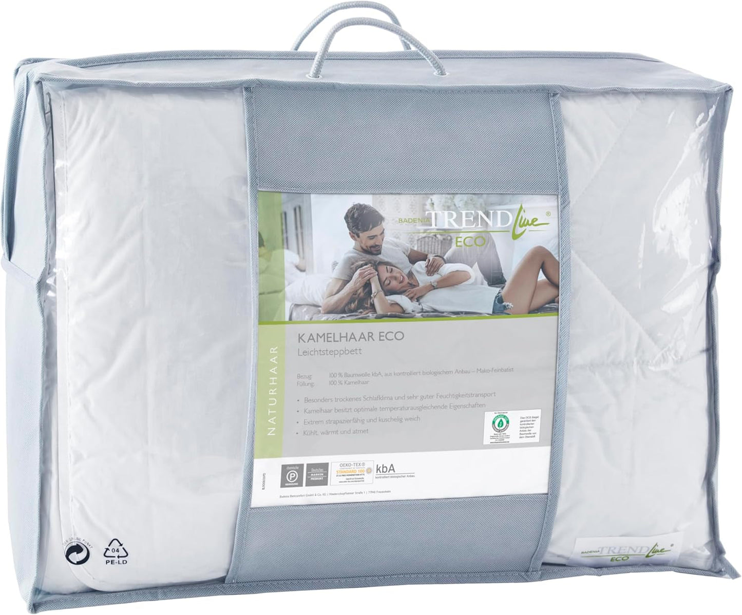 Badenia Trendline Eco Quilt Camel Lightweight 155 x 220 cm, weiß, Öko-Tex zertifiziert, hergestellt nach dem deutschen Qualitätsstandard Quilts und Quilts Naty Shop