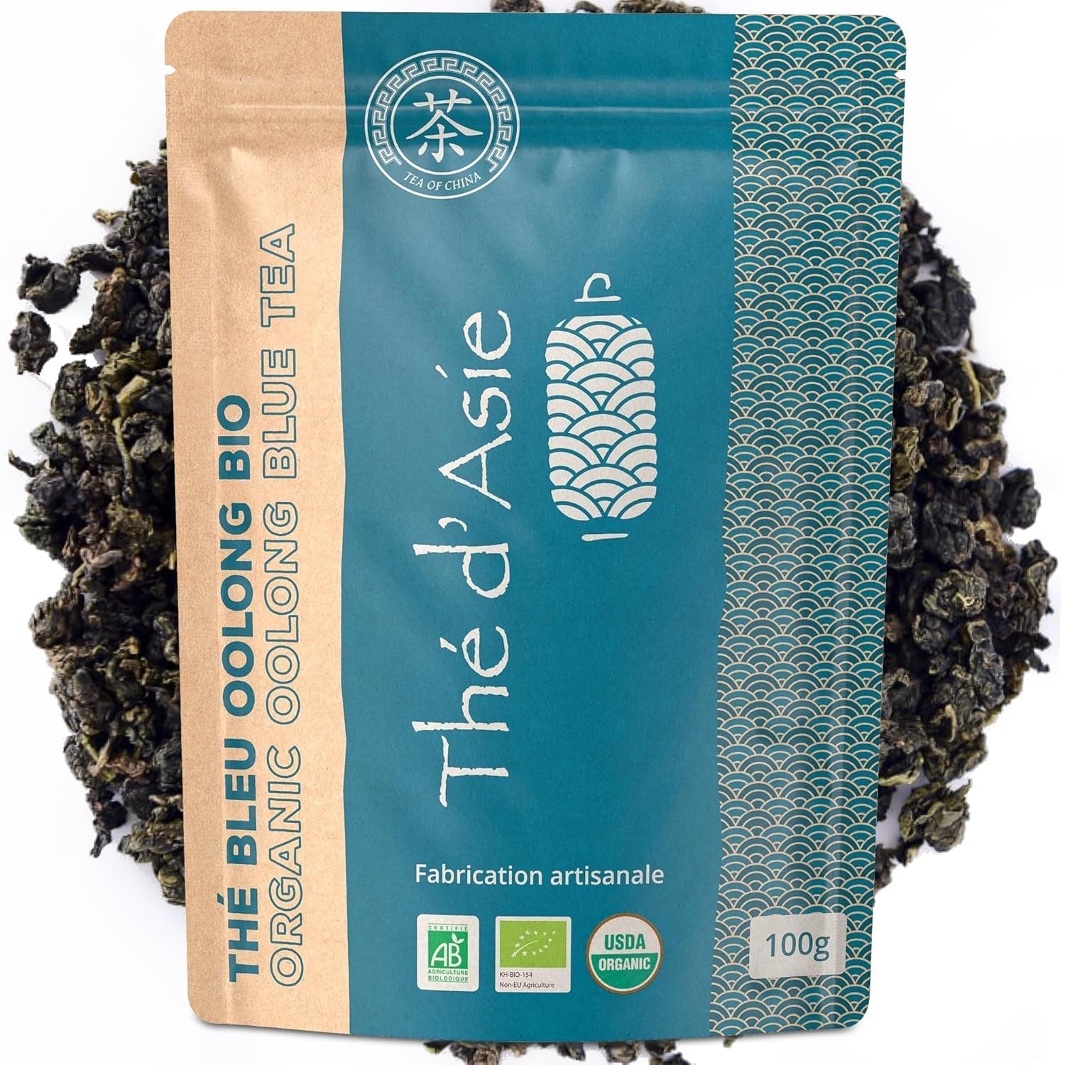 Khla – Bio-Oolong-Tee 100 g – Blauer Tee – natürlicher loser Tee – asiatischer Bio-Tee – lose und geschnitten – Kräuter- und Aufgusstee – aus China