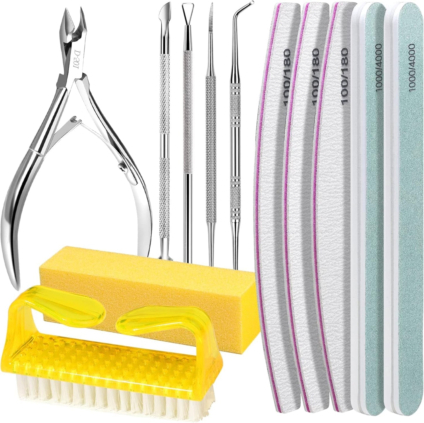 FANDAMEI Maniküre-Set, Buffer Für Nägel, Nagelfeile 100/180, Nagelfeilen Für Gelnägel, Nagelhautschieber, Buffer Für Gelnägel, Feilen Für Gelnägel, Nagelzange, Nagelfeilen Set, Maniküre & Pediküre Set