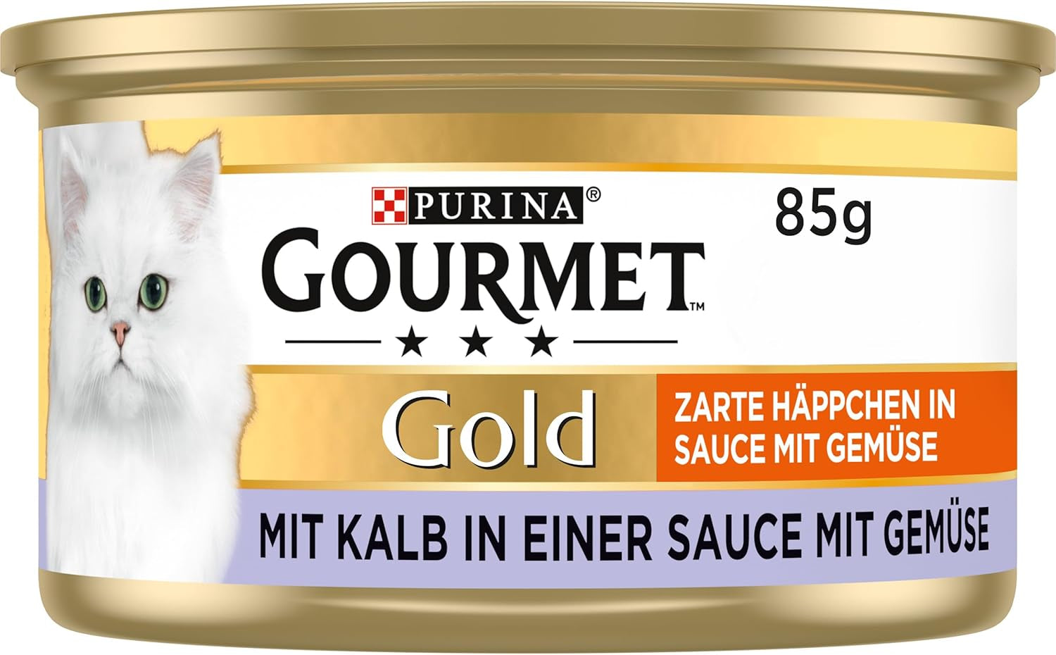 Gourmet Gold Tender Morsels in Gemüsesauce, Kalbfleisch und Gemüse, Nassfutter für Katzen, 12er-Pack (12 x 85 g)