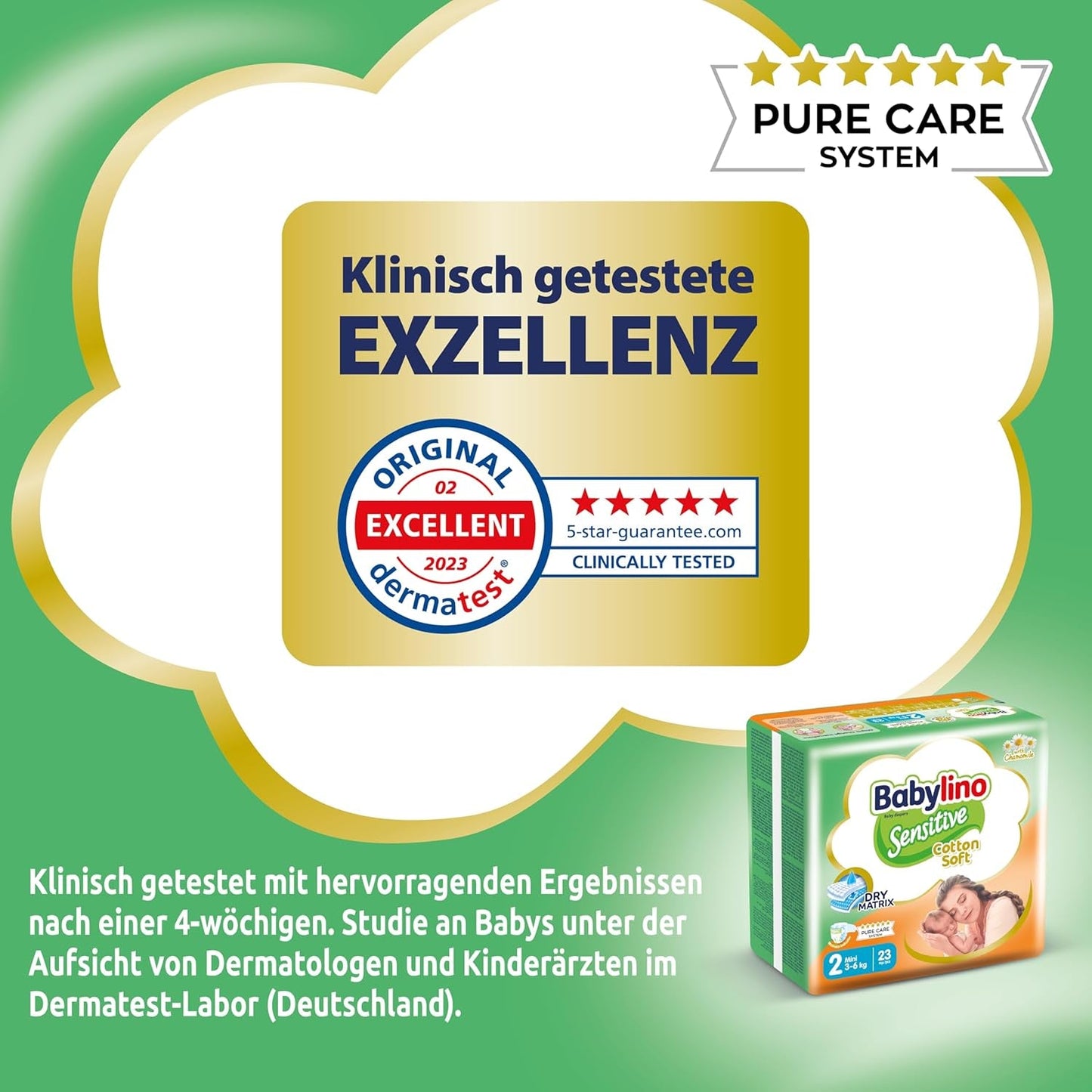 Windeln für empfindliche Babys, Größe 2, Mini (3-6 kg), 192 Windeln