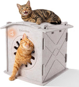 Katzenhaus Indoor aus Filz: Warmes und gemütliches Katzenbett, Katzenhöhle mit beruhigendem Kratzbogen, robuste & kratzfeste Katzenhöhle, abnehmbares Katzenbett, Katzen Haus 38 x 36 x 38 cm