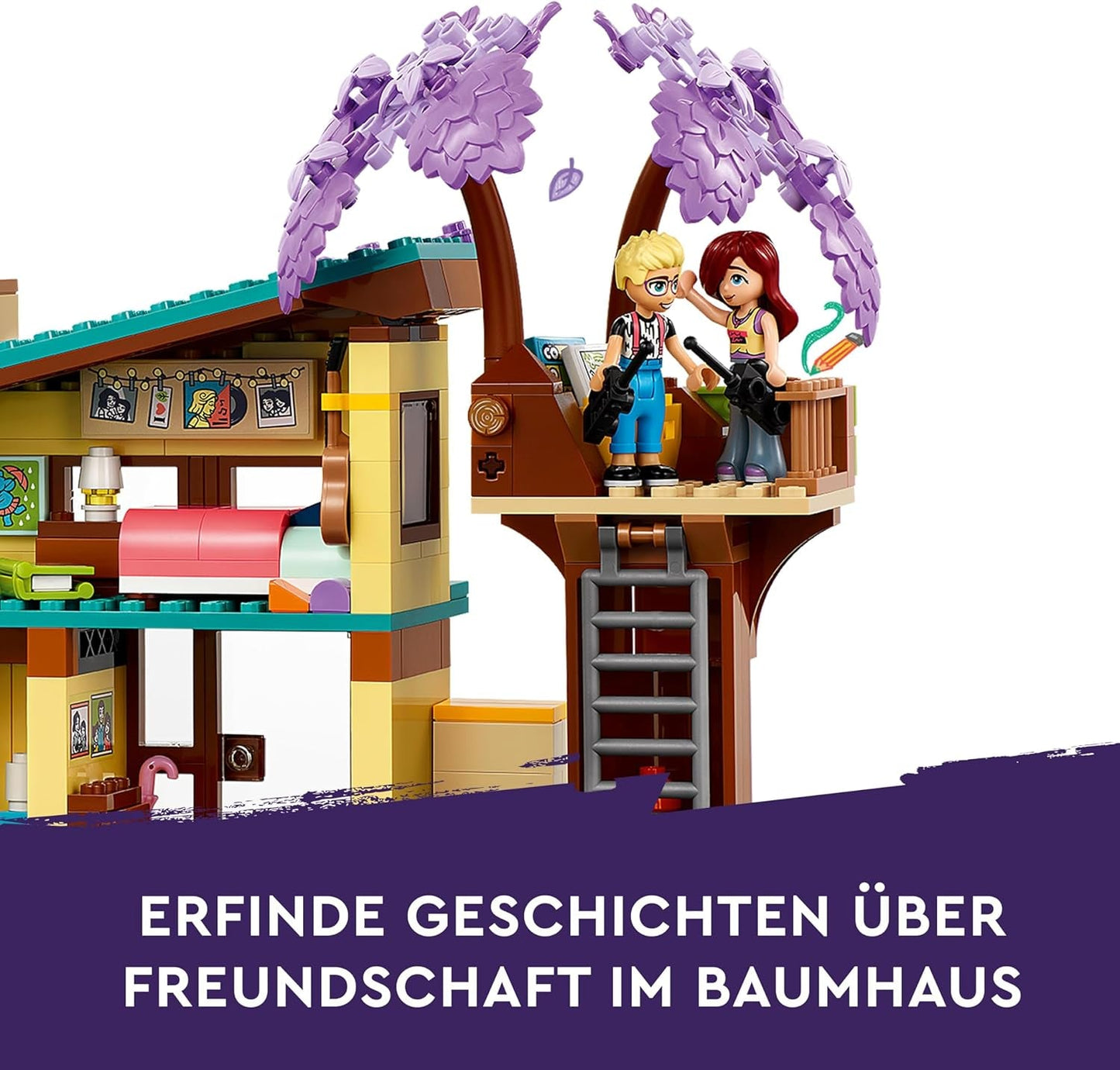 LEGO Friends Olly und Paisley Familienhaus, Puppenhaus mit Figuren und Zubehör, zweistöckiges Haus und Baumhaus-Set, kreatives Geschenk für Mädchen und Jungen ab 7 Jahren. 42620 Bausets. Besuchen Sie den LEGO-Store