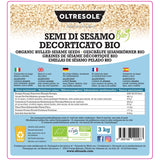 Bio-Sesamsamen 3 kg, rohe Bio-Ölsaaten, weißer Sesam, natürlich geschält, ungeröstet, Quelle für Kalzium und Eisen, Sparpaket