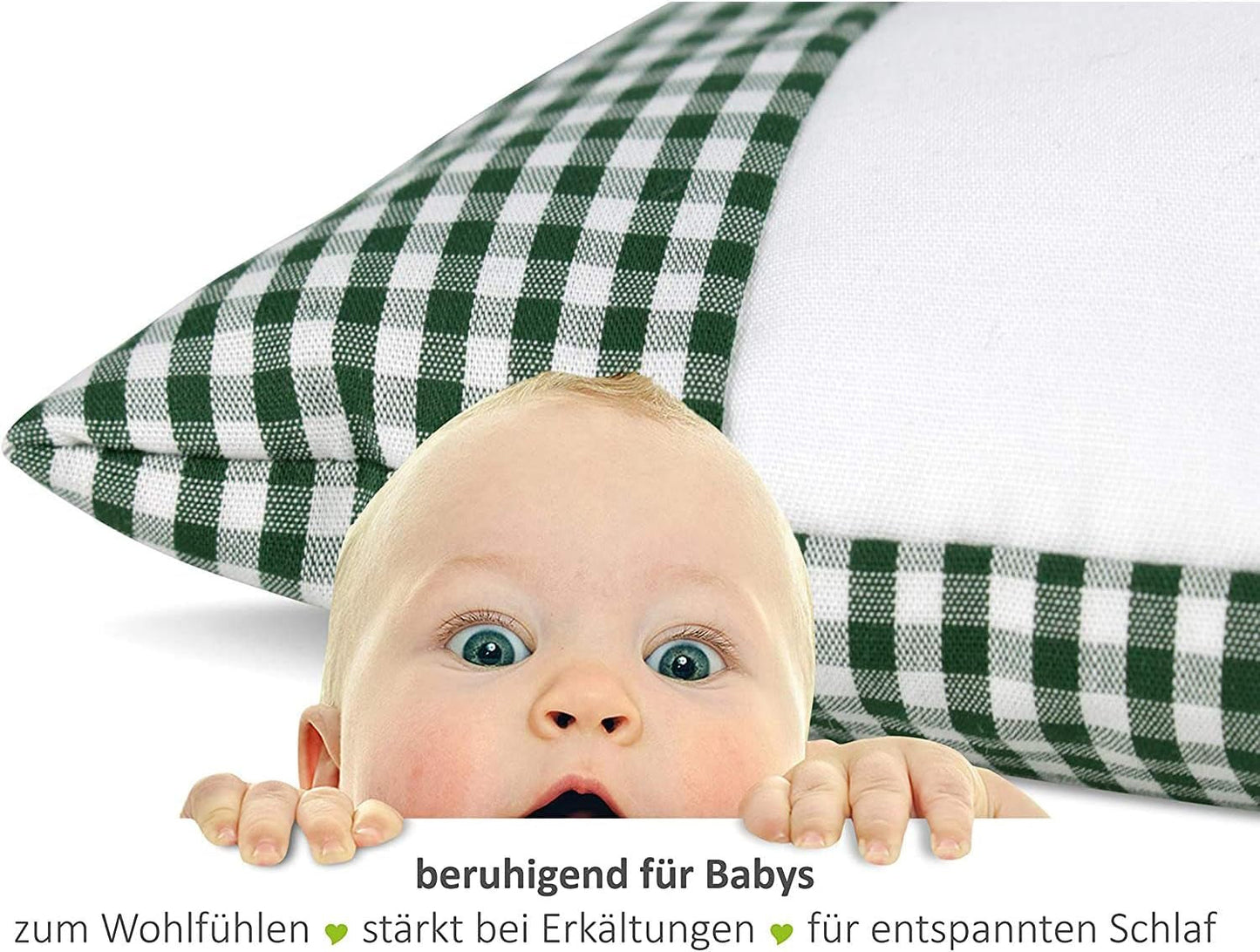 Gözze – Kissen mit Kräuterduft, Füllung aus 200 g Kräutermischung, Bezug aus 100 % Baumwolle, 30 x 20 cm – Plaid Green Naty Shop Standard-Kissen