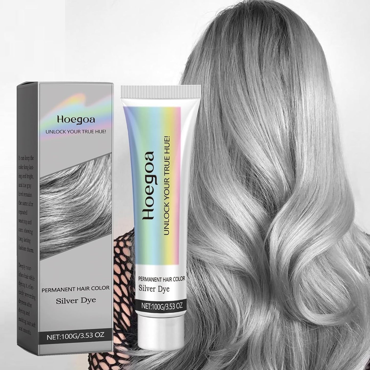 2-in-1 Natural Essence Extract Silber-Haarfärbemittel, Detroit Rain Silber-Haarfärbemittel, Metallic-Silber-Haarfärbemittel, Silber-Haarfärbemittel für dunkles Haar, Silber-Haarfärbemittel, permanentes Haarfärbemittel (1 Stück) Naty Shop Haarfärbemittel-Standardtitel