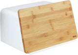WENKO Kubo Brotkorb mit Bambusbrett, vielseitige Brotaufbewahrung mit Deckel und integriertem Bambus-Schneidebrett, Frischhaltebox, langlebige Brotaufbewahrung, 35 x 20,5 x 26 cm, Schwarz/Natur Naty Shop Frischhalteboxen Weiß/Braun
