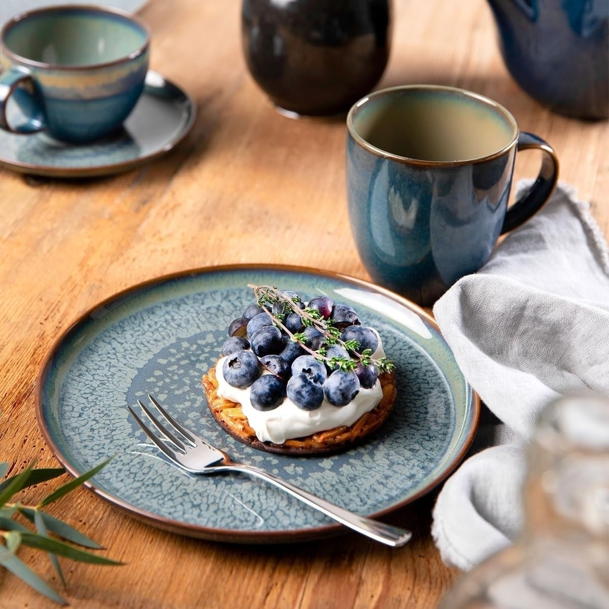 Villeroy & Boch Crafted Denim Frühstücksset, 6-teilig, für 2 Personen, blau