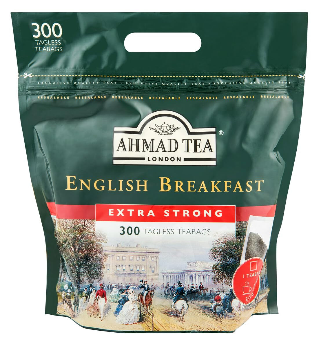 Ahmad Tea – Englisches Frühstück – Schwarzer Frühstückstee – Assam- und Ceylon-Tee – bandlose englische Teebeutel mit 2 g Tee pro Portion – große Packung mit 300 Teebeuteln (2 Stück)