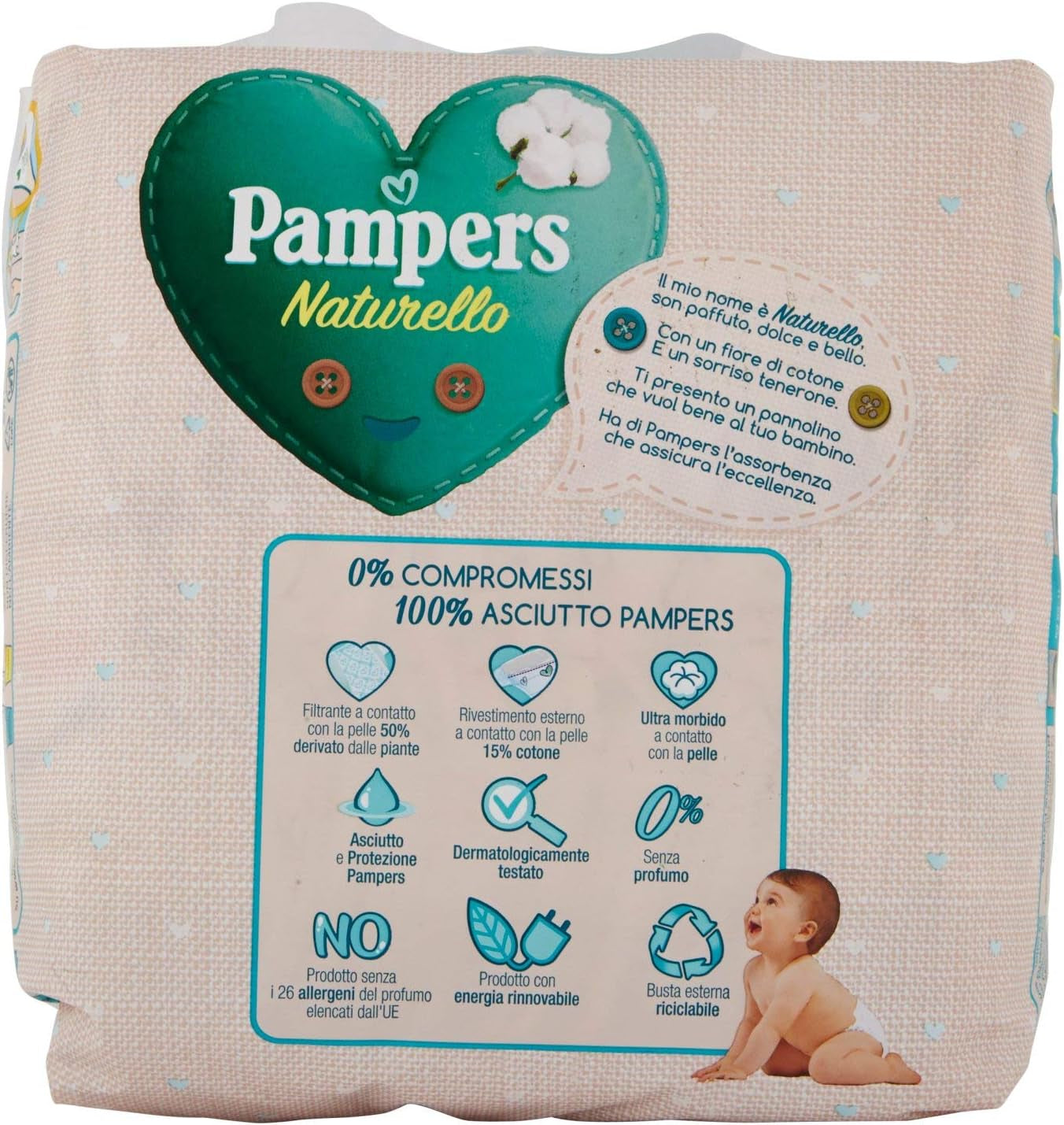 Pampers Naturello Midi, 22 Windeln, Größe 3 (4-9 kg)