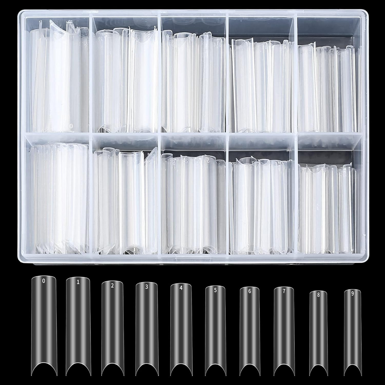 200 Stück künstliche Nagelspitzen, Acryl-Kunstnagelspitzen, französische Kunstnagelspitzen, extra lange, gerade, quadratische, klare Kunstnagelspitzen für DIY-Nagelstudios