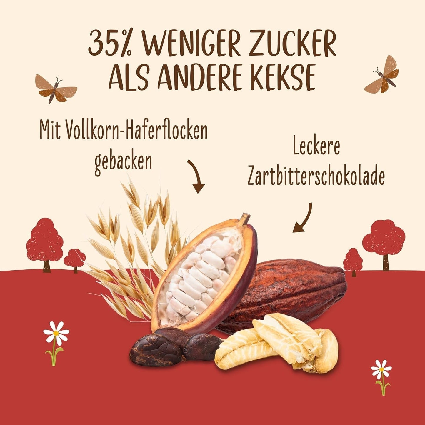 Kekse mit Haferflocken und Bio-Schokolade Allos | Knuspriger Vollkorn-Hafer-Schokoladenkeks | Mit Honig 6 x 130 g süßen