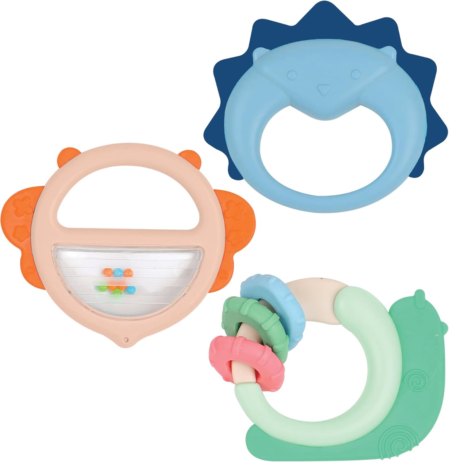 LUDI – Planet Bell – Babyspielzeug – ab 3 Monaten – lebendige Farben, verschiedene Texturen und originelle Form – fördert Feinmotorik und Geschicklichkeit. Bebe Naty Shop Trio Bell Toy