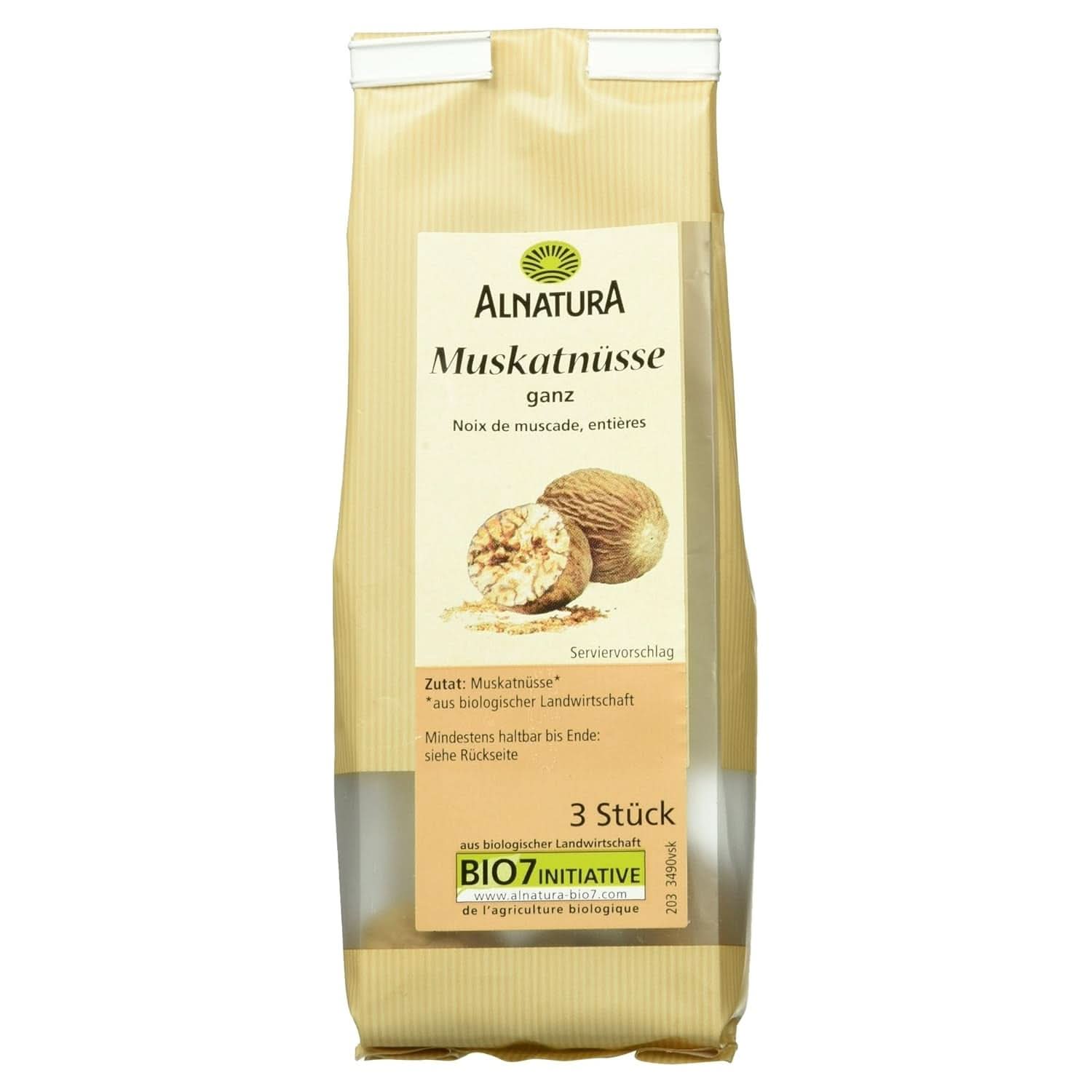 Ganze Bio-Muskatnuss 3 Stück Naty Shop Gewürze