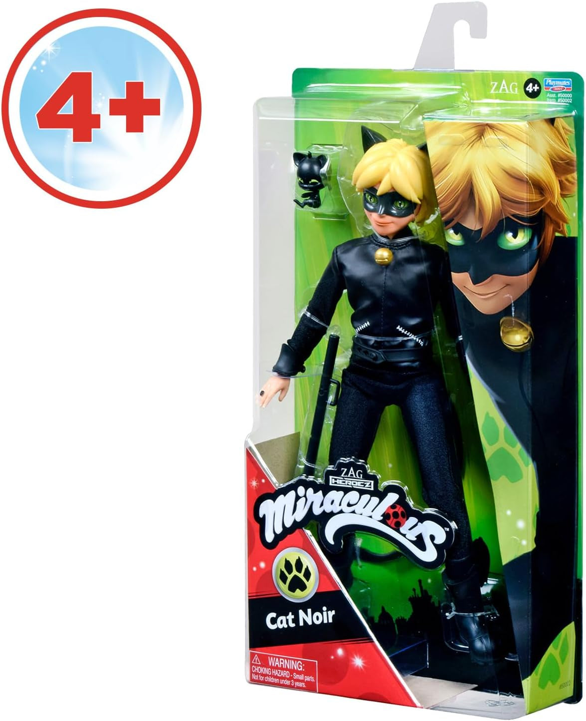 BANDAI – Miraculous Ladybug – 26 cm große Schaufensterpuppe – Motan Noir – offiziell lizenzierte Miraculous – bewegliche Motan Noir-Puppe – Spielzeug für Kinder ab 4 Jahren – P50002