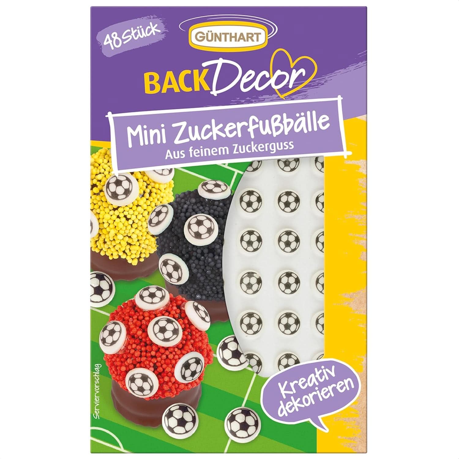 Günthart Backdecor 12 Zuckerfußballspieler und Fußbälle, 21 Gramm Naty Shop Zuckerfußbälle
