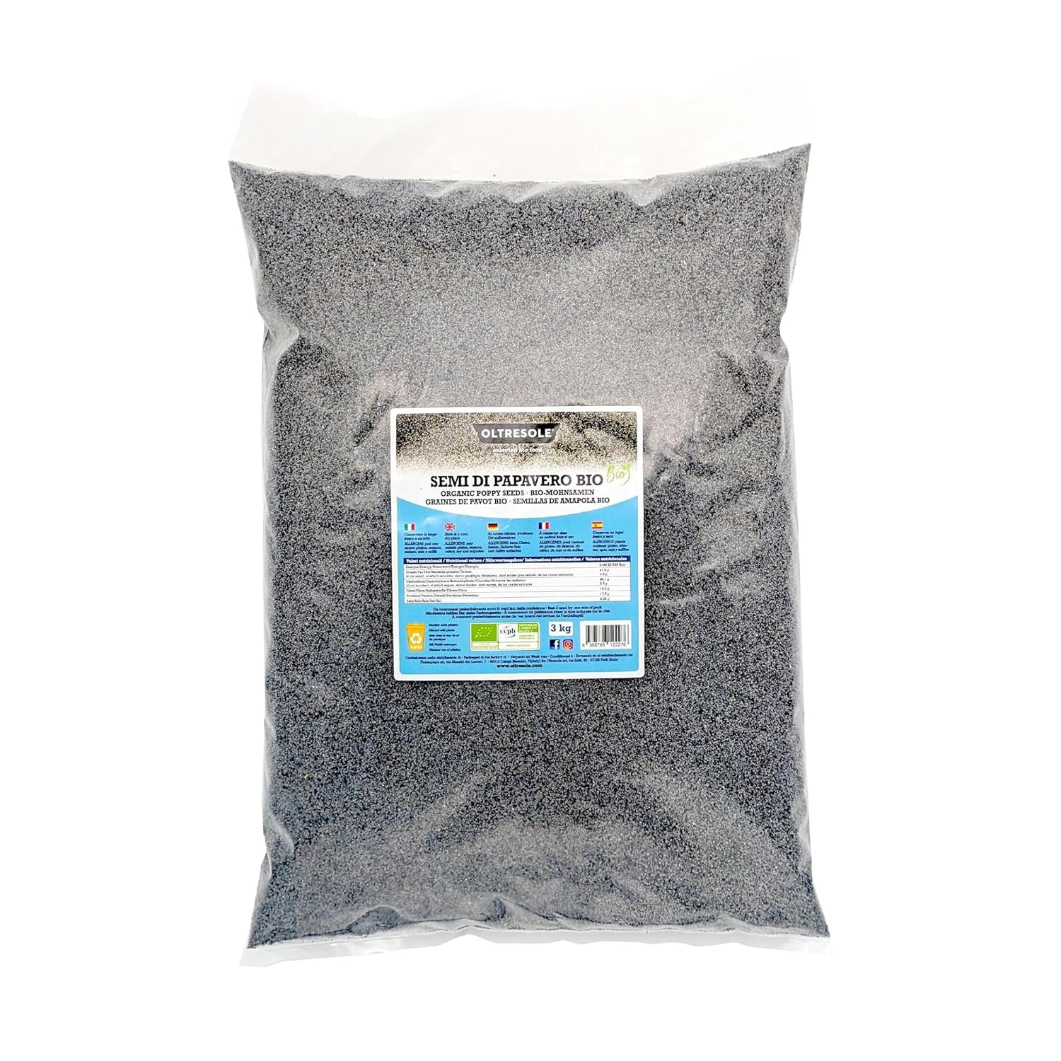 Bio-Mohnsamen, 3 kg, nährstoffreiche Bio-Mohnsamen, ideal zum Kochen und Essen, praktische Größe