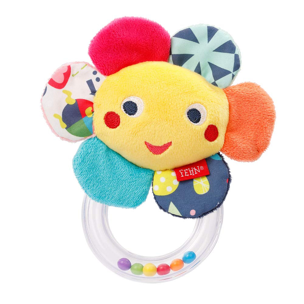 Fehn Oktopus Spielzeug Ringglocke – Rasseln, Quietschen, Fühlmotorikspielzeug – Plüschtier für Babys mit weichem Stoff – Spielzeug für Babys und Kleinkinder ab 0+ Monaten Babyspielzeug Naty Shop Flower