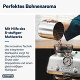 De'Longhi La Specialista Arte EC9155.MB Siebträger-Espressomaschine mit Mahlwerk, 8 Mahlgradeinstellungen, 15 bar Druck, 3 Temperatureinstellungen, Milchaufschäumer, 1550 W, 1,7 l Tank, Edelstahl/Schwarz, inklusive Barista-Kit