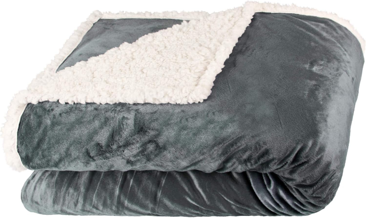 Aqua-Textil Flauschige Kuscheldecke 150 x 200 cm Grau Weiß Melange Plüsch-TV-Decke Tagesdecke Sherpa-Fleece Öko-Tex Ottawa Betten und Decken Besuchen Sie den aqua-textil-Store Grau Weiß Nicki Bequeme Decke 150 x 200 cm