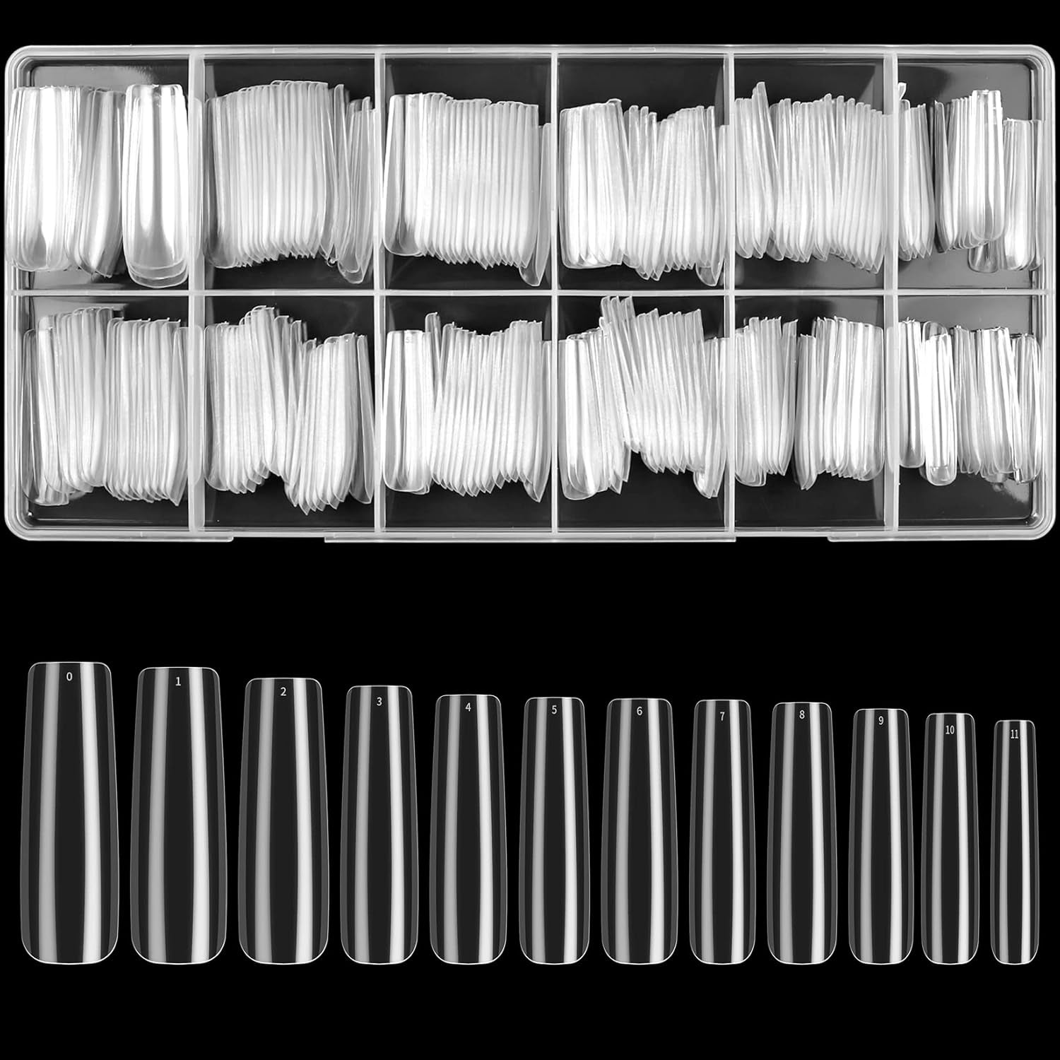 240 Stück klare künstliche Nägel, künstliche Nagelspitzen, lange Nägel mit vollständiger Abdeckung, Ballerina-Nagelspitzen, französische Nagelspitzen mit vollständiger Abdeckung für die Maniküre