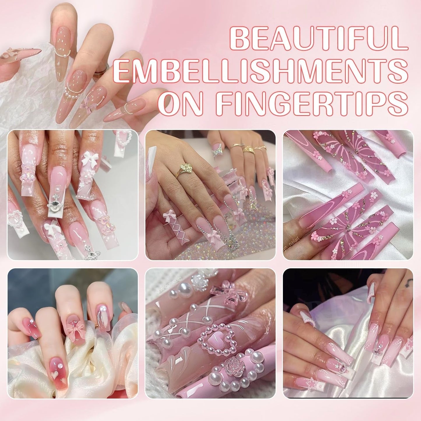3D-Nagelkunst-Dekorationen, 1 Box Nail-Art-Anhänger, gemischter Stil, Blumen-Herz-Schleife, Nagelkunst-Anhänger, Harz-Nagelkunst-Dekorationen, für Nagelkunst-Dekorationen, DIY-Bastelzubehör