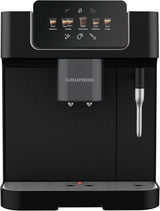 GRUNDIG KVA 6230 Espressovollautomat mit Milchaufschäumer, Edelstahlmahlwerk mit 13 Mahlstufen, Bohnenbehälter 250 g, abnehmbarer Wassertank 2 Liter, Pumpendruck 19 bar, Touch-Display, schwarz