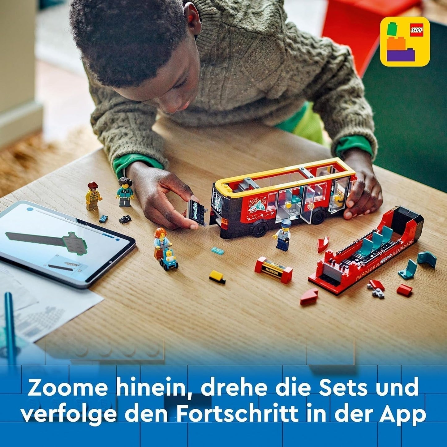 LEGO City Doppeldeckerbus, Doppeldecker-Spielzeugbus, Fahrzeugset für Mädchen und Jungen ab 7 Jahren, enthält 5 Figuren, darunter ein Baby im Kinderwagen 60407 Bausets Besuchen Sie den LEGO-Store