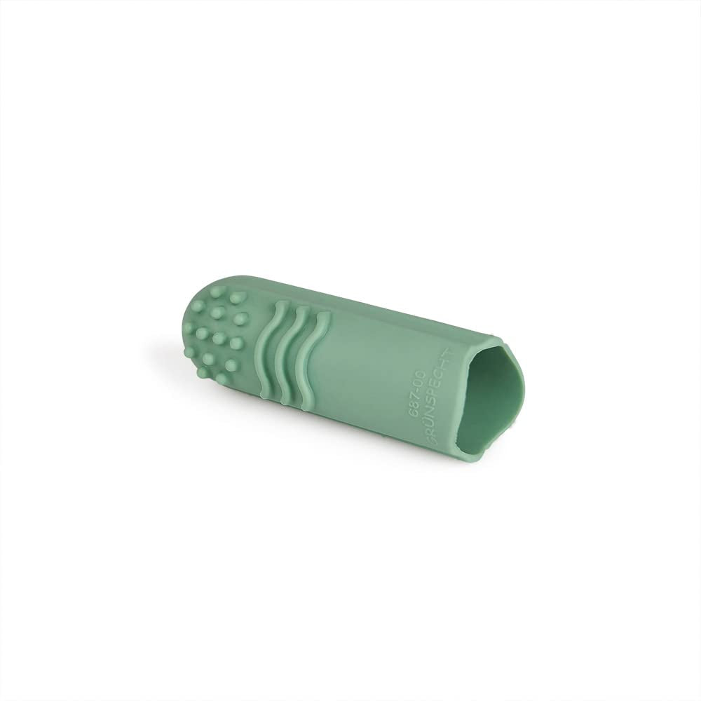 Bio-Naturkautschuk-Baby-Beißring, Massagegummi, BPA-frei, weich, fördert die Feinmotorik, Dinosaurier-Design (639-V1). Fingerzahnbürste aus Naturkautschuk