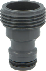 Amig - Männlicher Adapter für 3/4 Zoll Wasserhahnanschluss | Schneller und einfacher Anschluss für Wasserleitungen | Gewindeanschluss | ABS-Kunststoff und Gummi | Grau