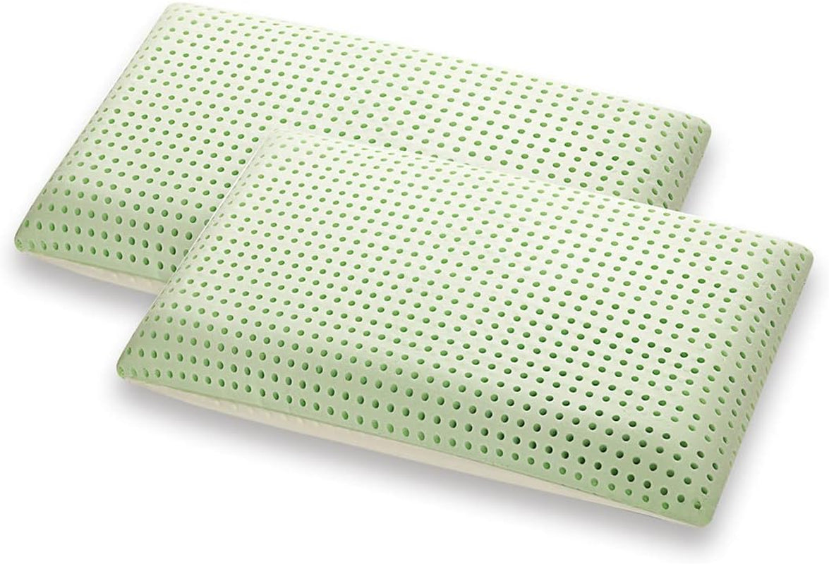 Orthopädisches Nackenstützkissen – Bio-Aloe – Viskoelastisches Kissen mit Aloe Vera, 14 cm Höhe, Bezug aus 100 % Baumwolle, Visco-Kissen – Memory-Schaum-Kissen – hergestellt in Italien, Naty Shop Standard-Kissen, 2 Stück (1 Packung)
