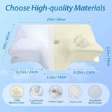 HOMCA Nackenkissen Orthopädisches Kissen 2-in-1-Memory-Schaum-Kissen Nackenstützkissen Ergonomisches Kopfkissen für Rücken-, Seiten- und Bauchschmerzen 60 x 13/11 x 40 cm Naty Shop Orthopädische Nackenkissen