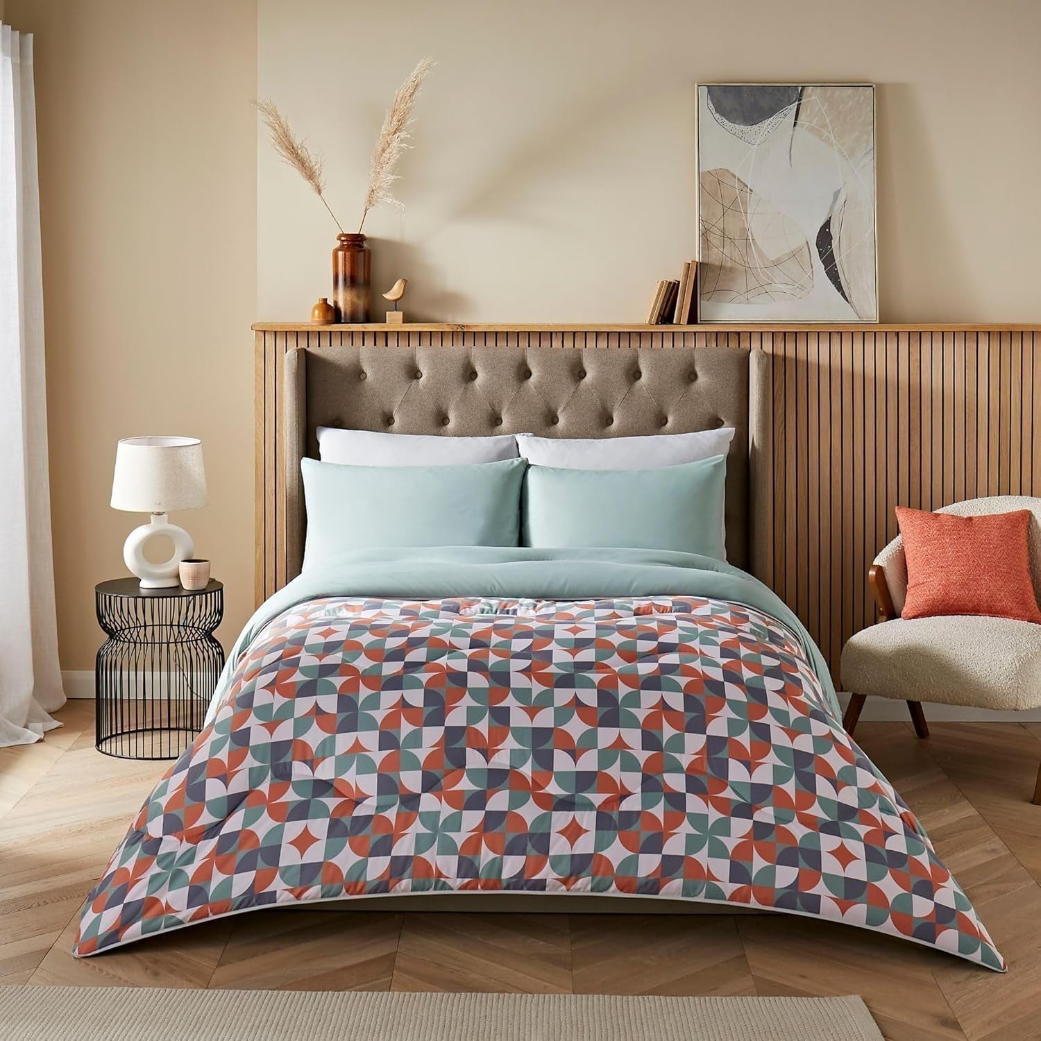 Gemütliche Sherpa-Fleecedecke von Night Lark, klassisches rotes Schottenkaro, 9 Tog, luxuriös, flauschig, dick und wendbar, perfekt für Couch, Bett, Couch, Couch. Hypoallergen, maschinenwaschbar, Größe: Betten und Bettdecken. Nachtlark Scandi Gemoetric Doppelbett
