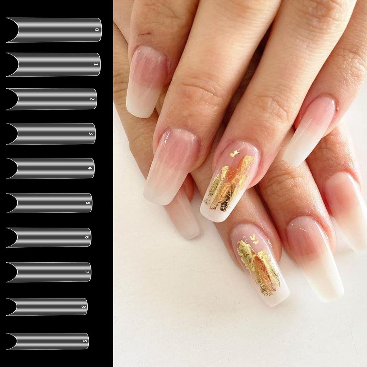 200 Stück künstliche Nagelspitzen, Acryl-Kunstnagelspitzen, französische Kunstnagelspitzen, extra lange, gerade, quadratische, klare Kunstnagelspitzen für DIY-Nagelstudios