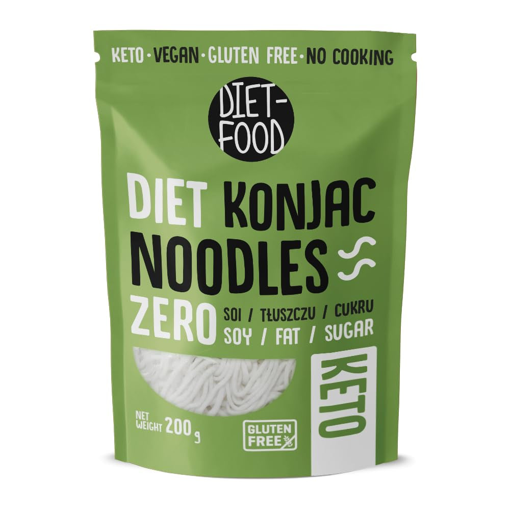 Diät-Shirataki-Nudeln | Low Carb Konjak-Nudeln | 200 Gramm vegane, kalorienarme, fettfreie, sojafreie, glutenfreie, wasserlösliche Diätnudeln