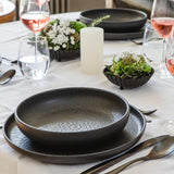 MÄSER 934064 Modernes Vintage-Geschirrset für 2 Personen, maurisches Design mit mattierter Glasur, 8-teiliges Tafelservice, hochwertige Keramikteller und -schalen, Steinzeug, schwarz