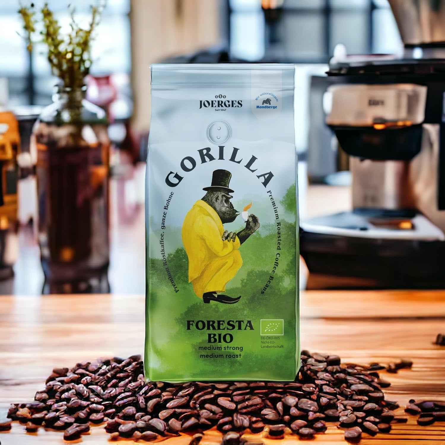 Gorilla Foresta Kaffee, Doppelpack, 2 x 1 kg, geröstete Bohnen | Arabica-Mischung, ganze Bohnen | Vollautomatische Siebträger-Espressomaschine | Espressokaffee