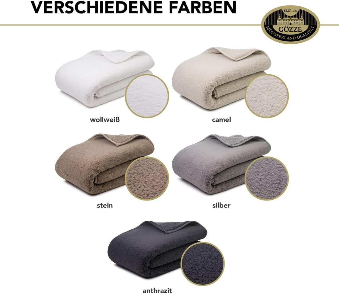 Gözze - Cloud weiche Kuscheldecke, Schaffellimitat, 100 % Polyester (Mikrofaser), 150 x 200 cm - Camel Bettdecken und Steppdecken Naty Shop