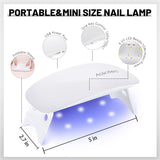 Aokitec Mini-LED-UV-Lampe, UV-Gel-Nagellampe, tragbarer Nageltrockner für alle Arten von Gel-Nagellack, Härtungsgerät in Mausform, kompakt, leicht, mit USB-Kabel (weiß)