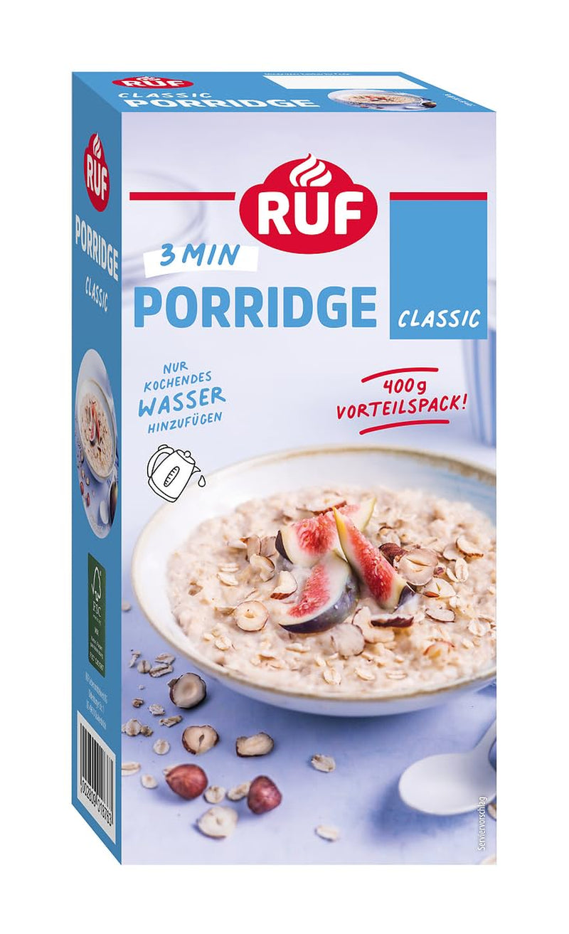 RUF Zimt-Apfel-Haferflocken mit ganzen Haferflocken, zartem Zimtgeschmack und getrockneten Apfelstücken, Snacks, Großpackung, 1 x 400 g